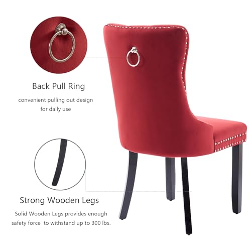 Wine Red Velvet Dining Chairs Set of 4 (4 Count)