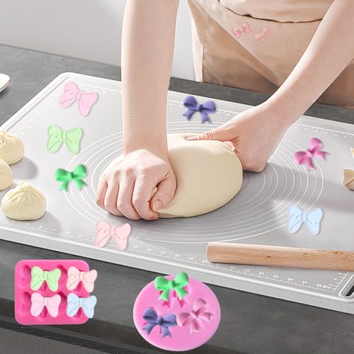 5 Pcs Bow Silicone Mold Fondant Bow Mold Chocolate Candy Cake Pop Molds Bow Molds for Wedding Birthday Party Dessert Cake Supplies Baking DIY (5 Count)