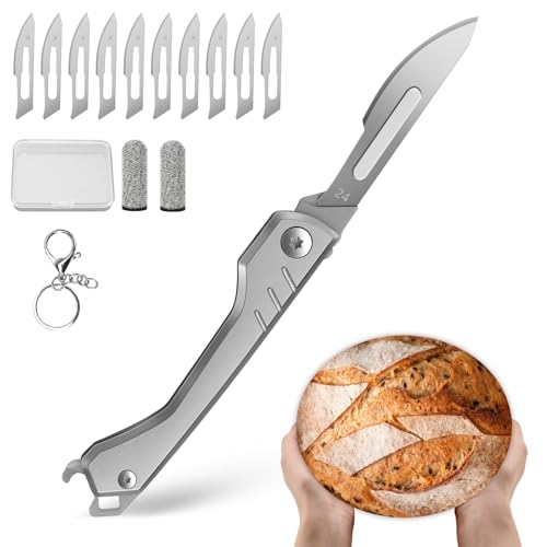 Folding Bread Lame Dough Scoring Tool with 10 Blades & Storage Box