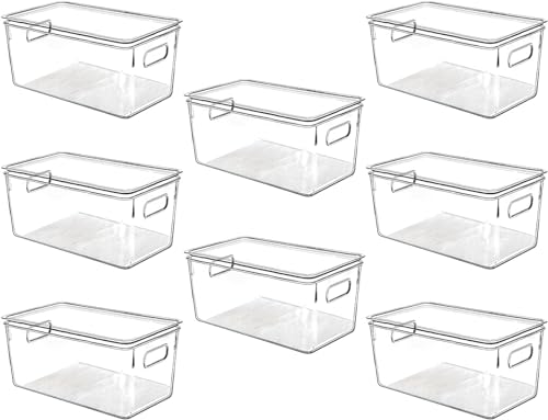 Clear Plastic Storage Bins with Lids (8 Count)