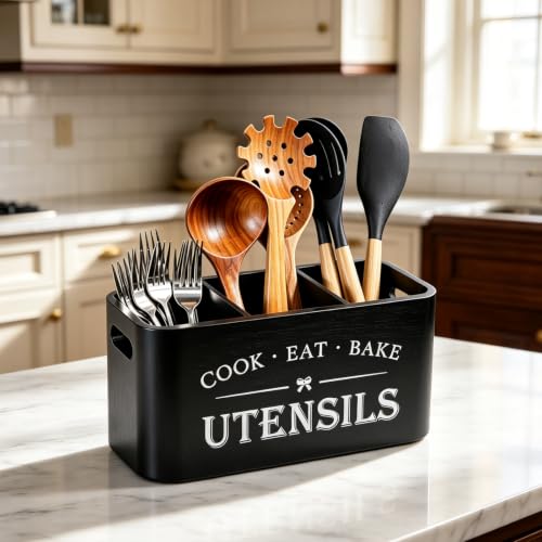 Wooden Kitchen Utensil Holder Organizer for Counter or Countertop