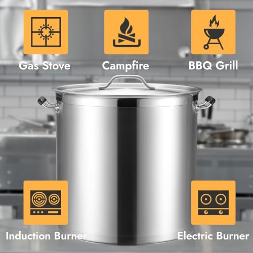 75 Quart Large Stock Pot with Lid