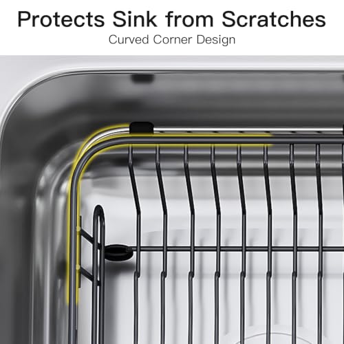 Gray Dish Drying Rack in Sink with Utensil Holder