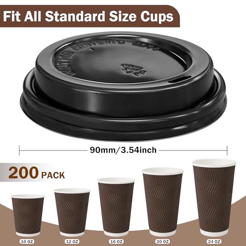 200 Pack Black Coffee Cups Lids 3.54'' (200 Count)