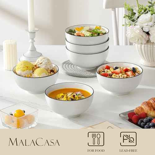 26 Oz Ceramic Cereal Bowls Set of 6 (6 Count)