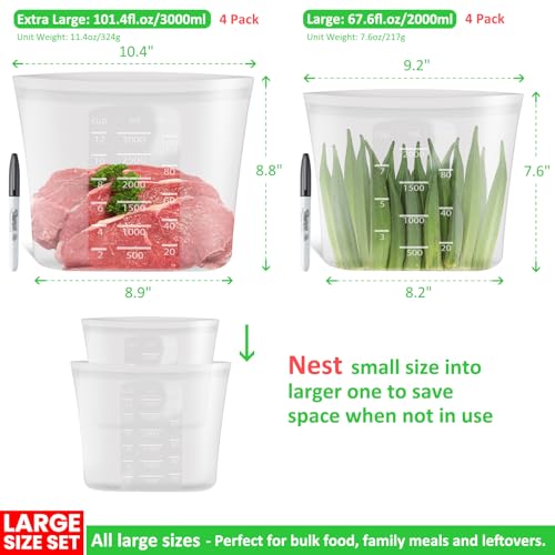 Premium Silicone Reusable Storage Bags (10 Count)