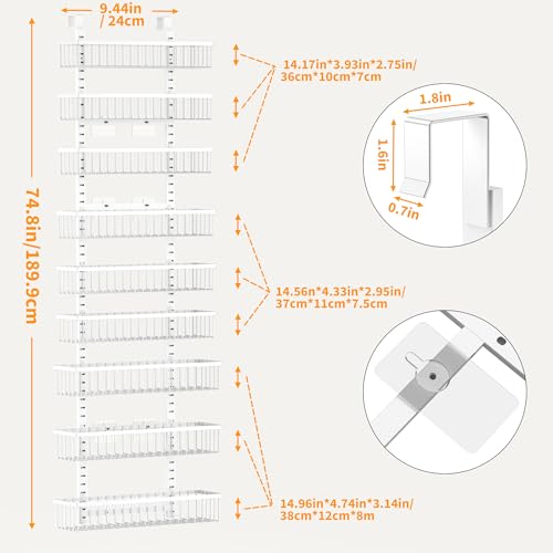 9 Tier White Over The Door Pantry Organizer