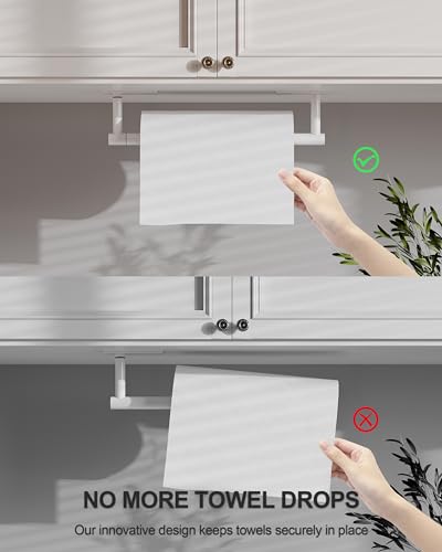 White Paper Towel Holder Under Cabinet Self Adhesive or Wall Mount