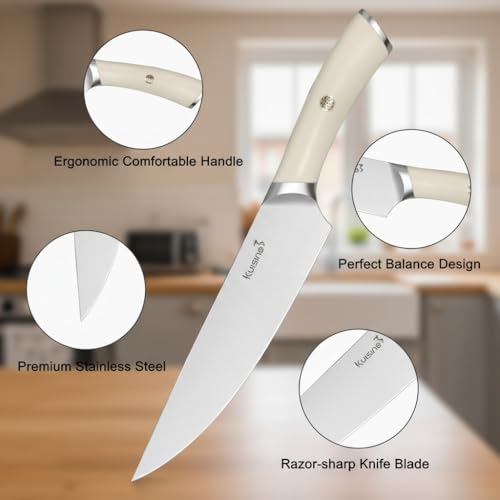 Upgraded Knife Set High Carbon Stainless Steel Super Sharp Blade Ergonomic Rivet Handle (15 Count)