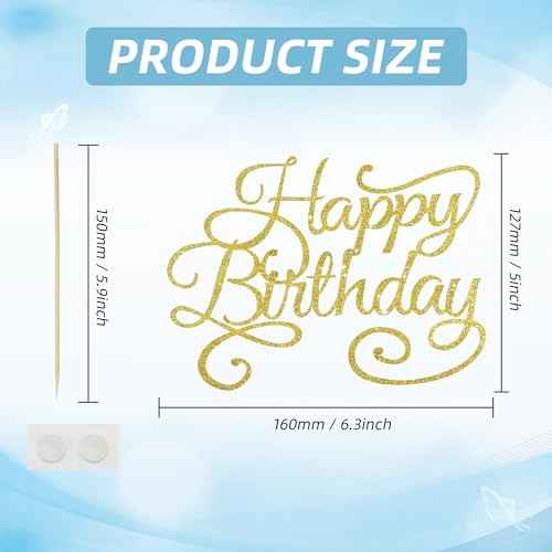 Happy Birthday Cake Topper Gold Glitter Happy Birthday Cake Bunting Decoration Birthday Party Cake Decoration Supplies