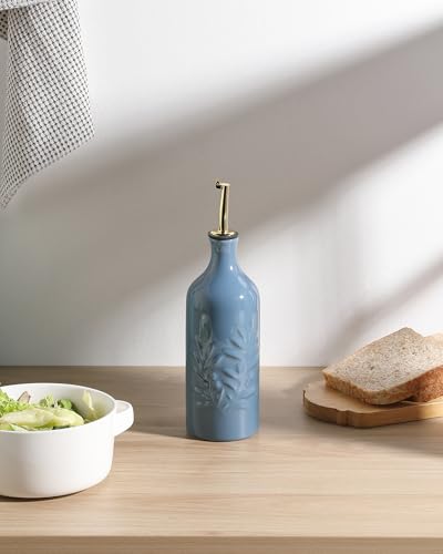 Sweejar Ceramic Olive Oil Dispenser Bottle 20 Oz Relief Opaque Oil Cruet Protects To Reduce Oxidation Suitable for Storage Vinegar
