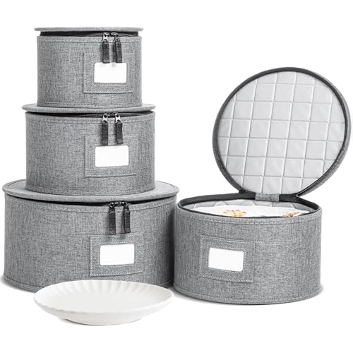4 Piece Quilted China Plate Storage Set