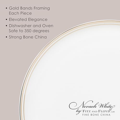 by Fitz and Floyd Nevaeh Bone China Coupe Gold Bands Dinnerware Set