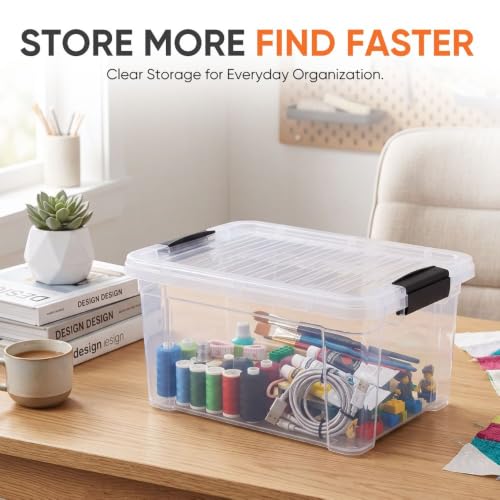 6.6 Quart Clear Plastic Storage Boxes with Lids (4 Count)