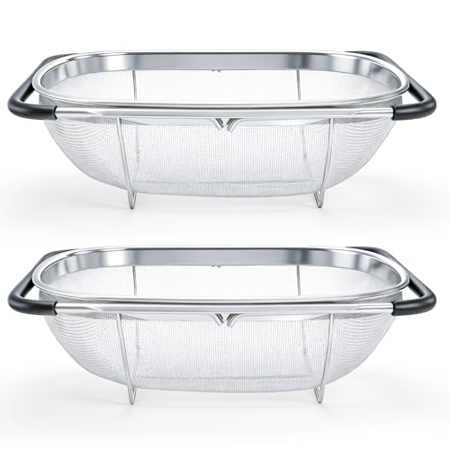 2 Pack Over the Sink Oval Colander for Kitchen