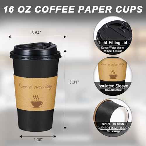 100 Pack 16 oz Coffee Cups (100 Count)