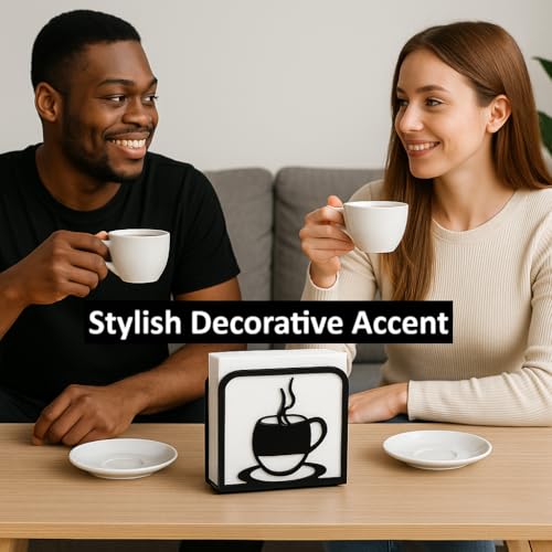Coffee Cup & Fork Napkin Holder for Table (2 Count)