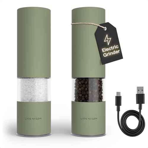 Electric Salt and Pepper Grinder Set I Automatic Salt and Pepper Mills with Adjustable Ceramic Grinder I USB Rechargeable Electric Spice Mill Set with LED Light