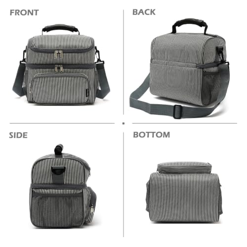 Double Layer Cooler Insulated Lunch Bag Adult Lunch Box Large Tote Bag for Men (2 Count)