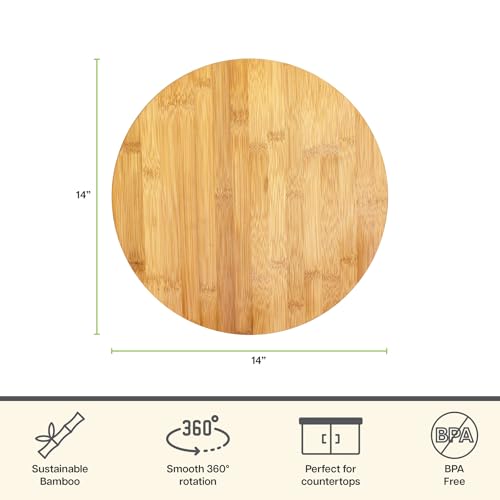 14 Inch Bamboo Lazy Susan Turntable for Kitchen & Table Top