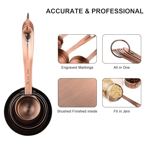 Copper Measuring Cups and Spoons Set