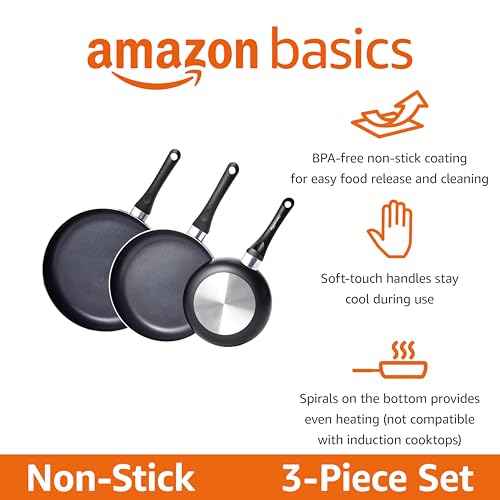 Non-Stick 3-Piece Frying Pan Set with Stay Cool Handles, 8-inch, 10-inch, 12-inch, Black (3 Count)