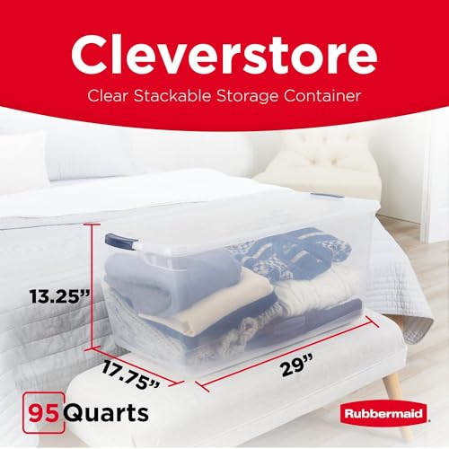 Cleverstore 95 Qt Clear Storage Bins with Lids (4 Count)