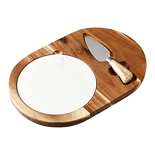 Oval Wooden Cheese Board Set
