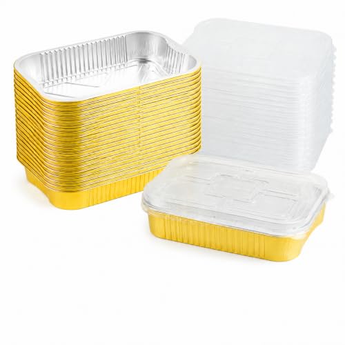 15 Pack Aluminum Pans with Lids Half Size 9x13 Extra Heavy Duty (15 Count)