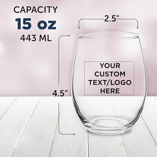 Custom Stemless Wine Glasses in Bulk by ARC Perfection (100 Count)