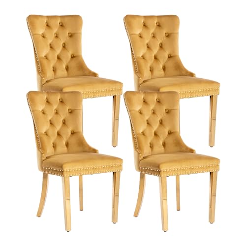 Gold Velvet Dining Chairs Set of 4 (4 Count)