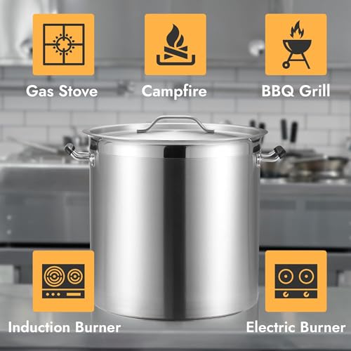 20 Quart Large Stock Pot with Lid