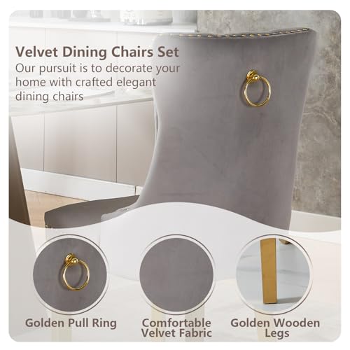 Grey Velvet Dining Chairs Set of 6 (6 Count)
