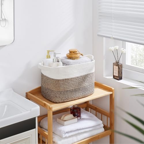 Cotton Rope Storage Baskets for Organizing Dark Brown 3