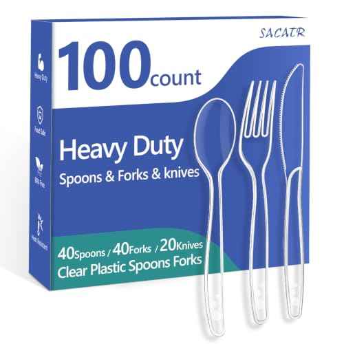 100 Count Clear Plastic Silverware Heavy Duty