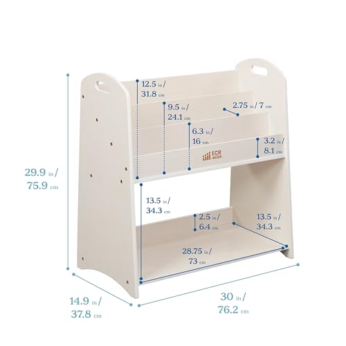 3 Shelf Floor Book Display with Handles and Storage