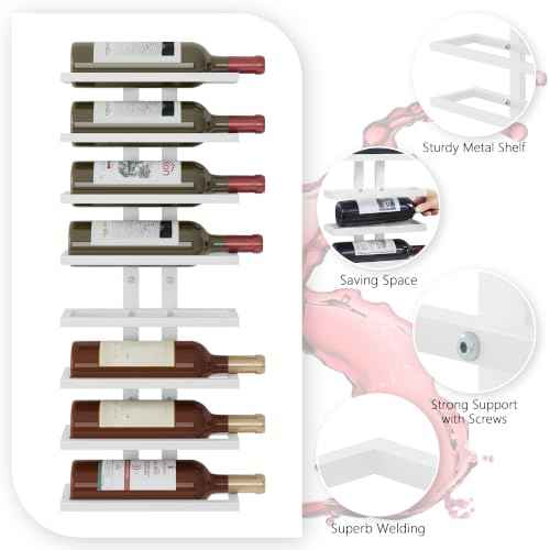 2 Set 8 Tier Wall Mount Wine Rack (16 Count)