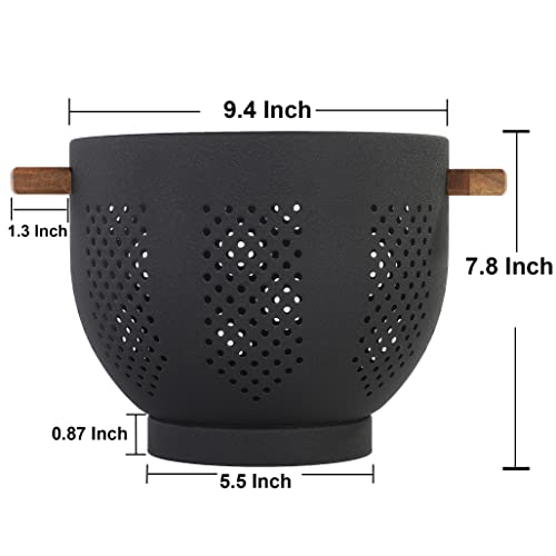 Metal Colander with Wood Handle and Stable Base