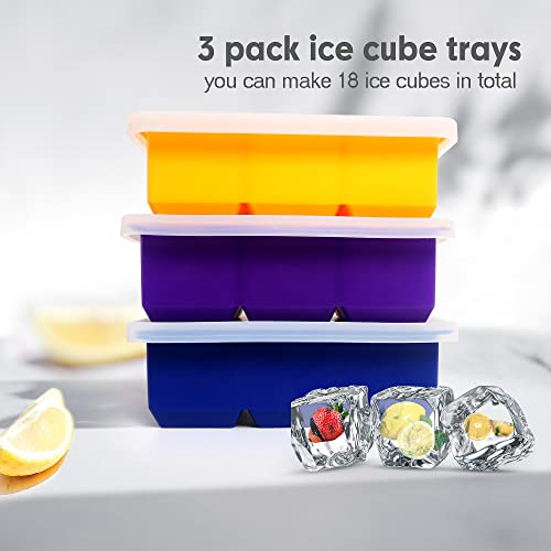 Silicone Ice Cube Trays 3 Pack (3 Count)