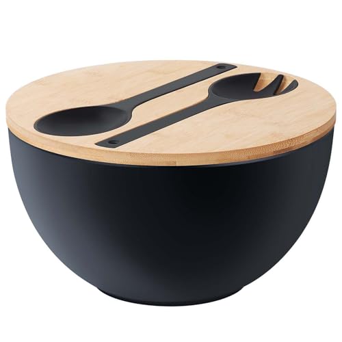 12.6" Extra Large Salad Serving Bowl Set with Wooden Lid&Utensils