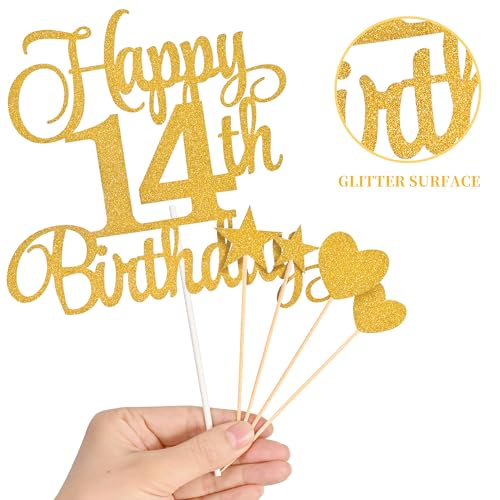 14th Birthday Cake Decorations (9 Count)