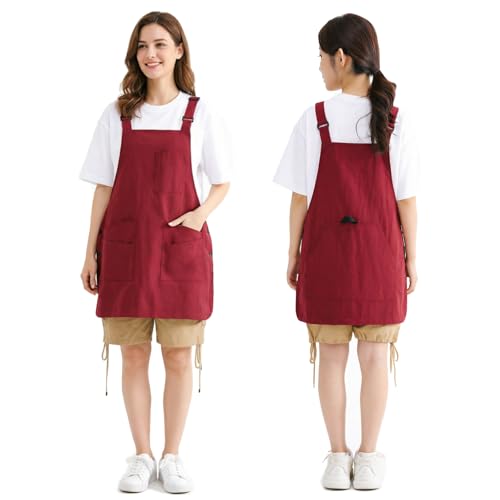 Waterproof Reversible Adjustable Bib Apron with 6