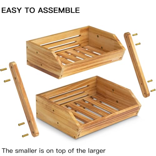 2 Tier Pine Wood Fruit Basket