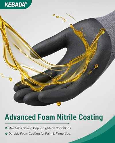 W5 Foam Nitrile Coated Work Gloves for Men Women (60 Count)