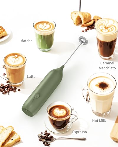 Rechargeable Milk Frother Handheld with Stand