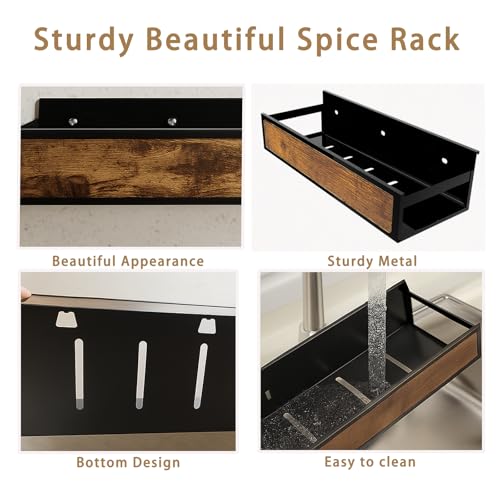 Spice Rack Wall Mount for Large Spice Jars (6 Count)