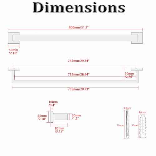 32 Inch Towel Bar for Bathroom Wall Mounted