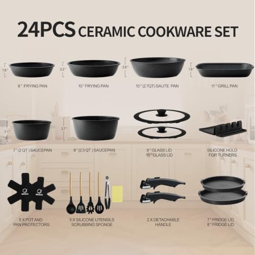 24pcs Ceramic Pots and Pans Set