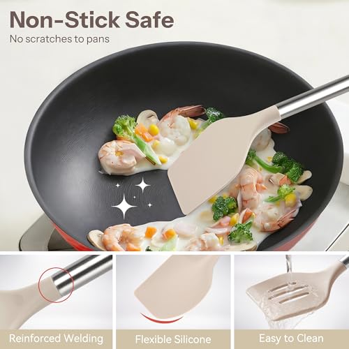 28 Piece Silicone Kitchen Utensils Set with Stainless Steel Handles (28 Count)
