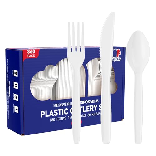 360 Count White Plastic Silverware Heavy Duty